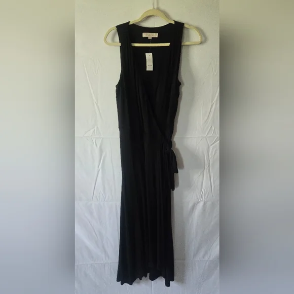 loft black maxi dress Loft Versa Sweater Knit Maxi Dress Size Large Black Women's